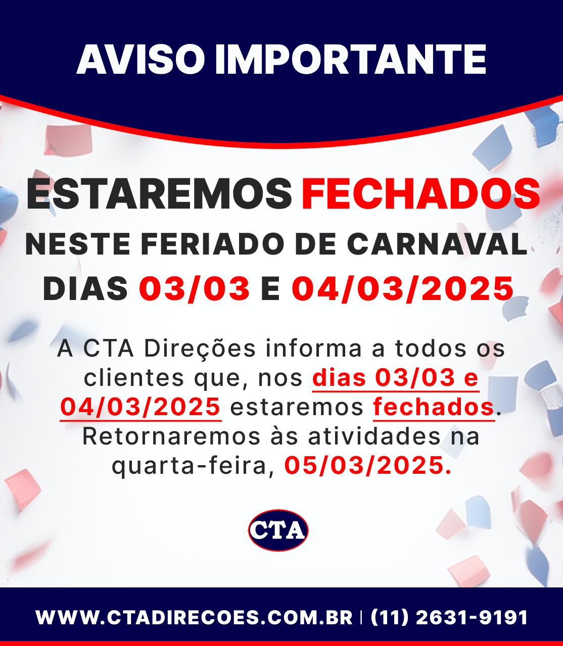 Aviso Carnaval